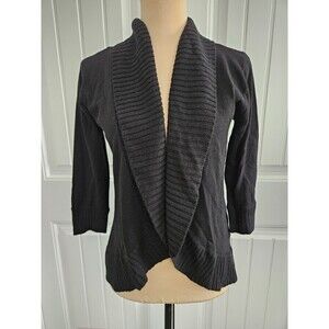 Black Shrug IZ Byer California L Waterfall Open Front Belt Loops Acrylic
